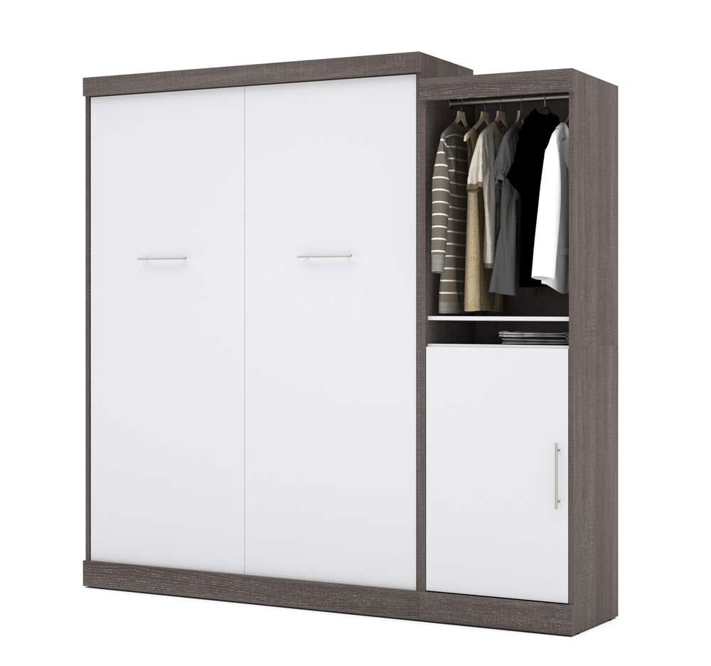 Bestar - Nebula Queen Murphy Bed with Storage Unit (90W) in Bark Grey & White - 25880-4717 veiw 1