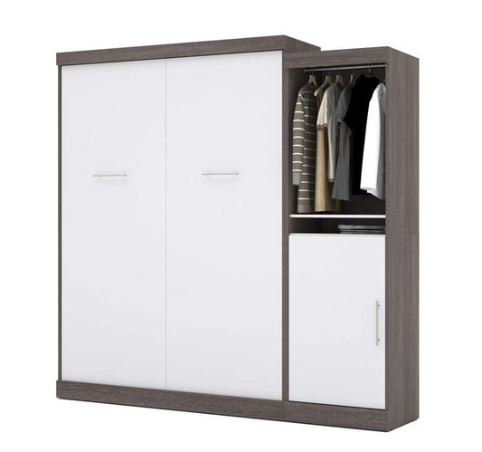 Bestar - Nebula Queen Murphy Bed with Storage Unit (90W) in Bark Grey & White - 25880-4717 veiw 1