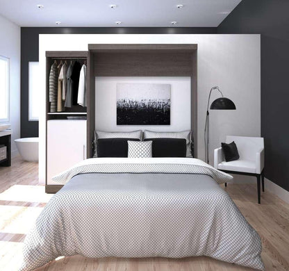 Bestar - Nebula Queen Murphy Bed with Storage Unit (90W) in Bark Grey & White - 25880-4717 veiw 3
