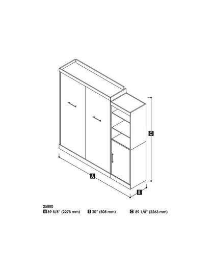 Bestar - Nebula Queen Murphy Bed with Storage Unit (90W) in Bark Grey & White - 25880-4717 veiw 4