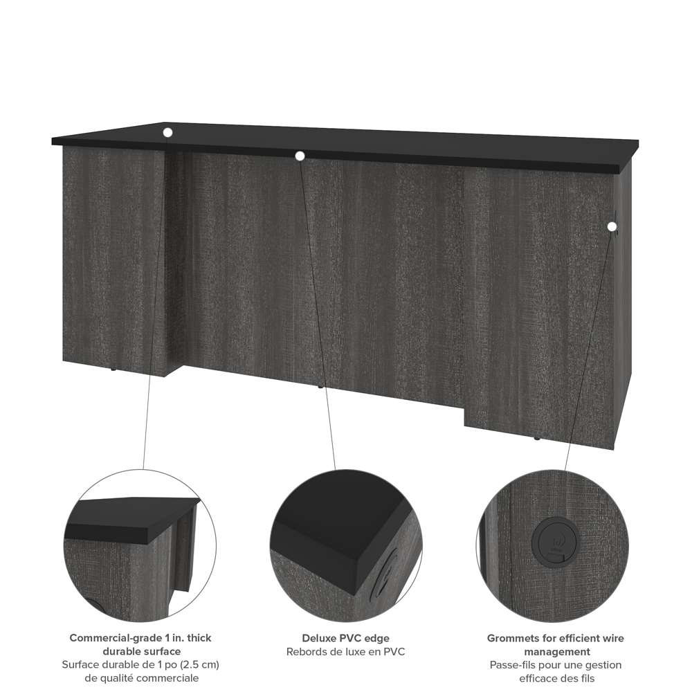 Bestar - Norma 71W Desk Shell in Black & Bark Gray - 181400-000018 veiw 5