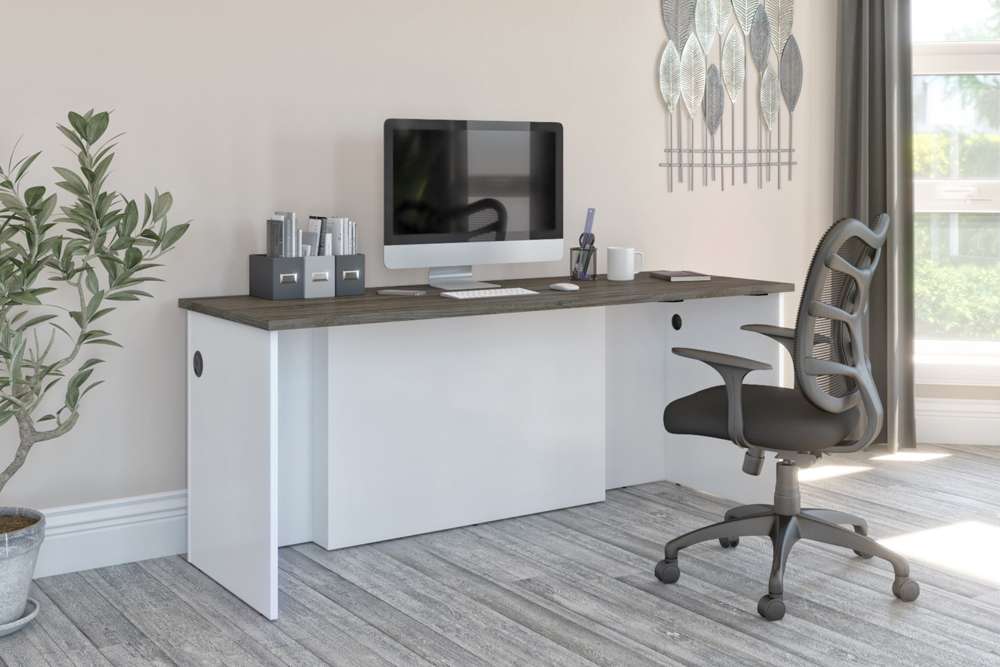 Bestar - Norma 71W Desk Shell in Walnut Grey & White - 181400-000035 veiw 3