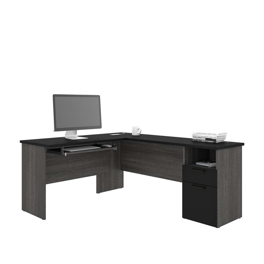 Bestar - Norma 71W L-Shaped Desk in Black & Bark Gray - 181420-000018 veiw 1