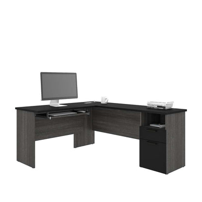 Bestar - Norma 71W L-Shaped Desk in Black & Bark Gray - 181420-000018 veiw 1