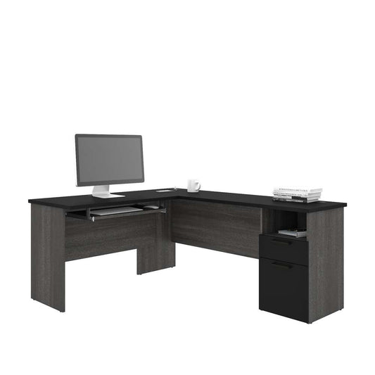 Bestar - Norma 71W L-Shaped Desk in Black & Bark Gray - 181420-000018 veiw 1