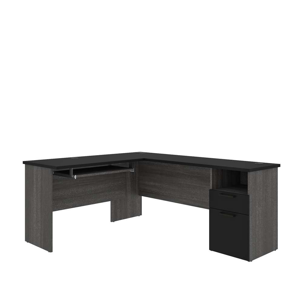 Bestar - Norma 71W L-Shaped Desk in Black & Bark Gray - 181420-000018 veiw 2