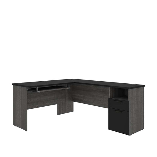 Bestar - Norma 71W L-Shaped Desk in Black & Bark Gray - 181420-000018 veiw 2
