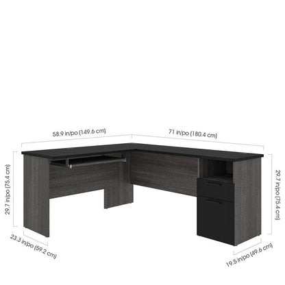 Bestar - Norma 71W L-Shaped Desk in Black & Bark Gray - 181420-000018 veiw 6