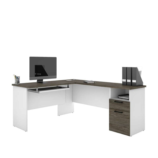 Bestar - Norma 71W L-Shaped Desk in Walnut Grey & White - 181420-000035 veiw 1