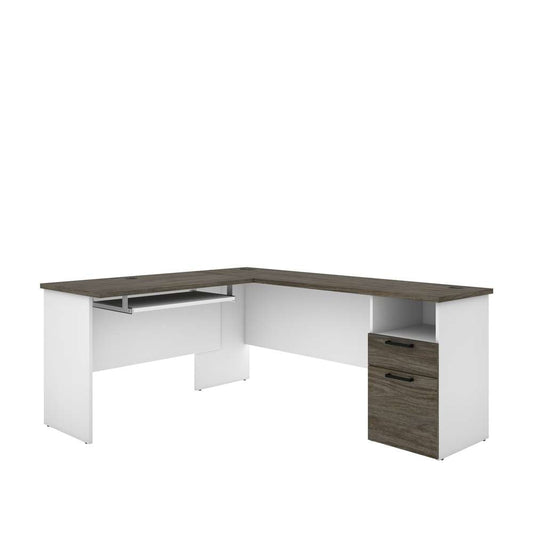 Bestar - Norma 71W L-Shaped Desk in Walnut Grey & White - 181420-000035 veiw 2