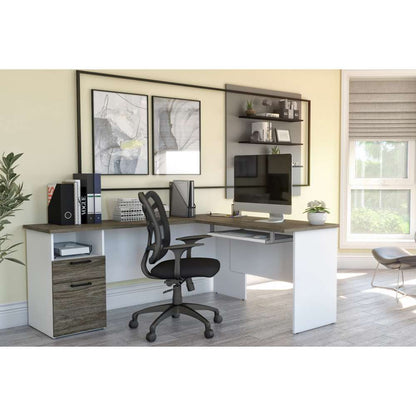 Bestar - Norma 71W L-Shaped Desk in Walnut Grey & White - 181420-000035 veiw 4