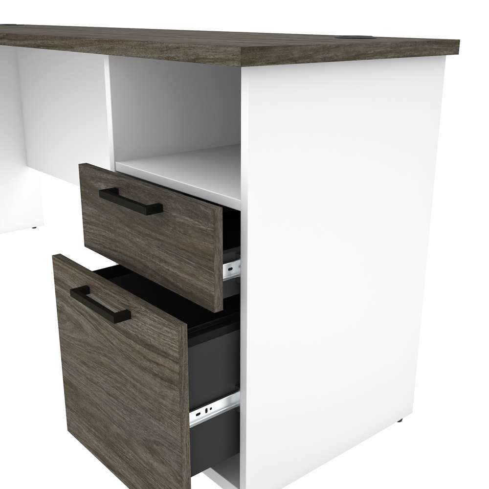 Bestar - Norma 71W L-Shaped Desk in Walnut Grey & White - 181420-000035 veiw 7