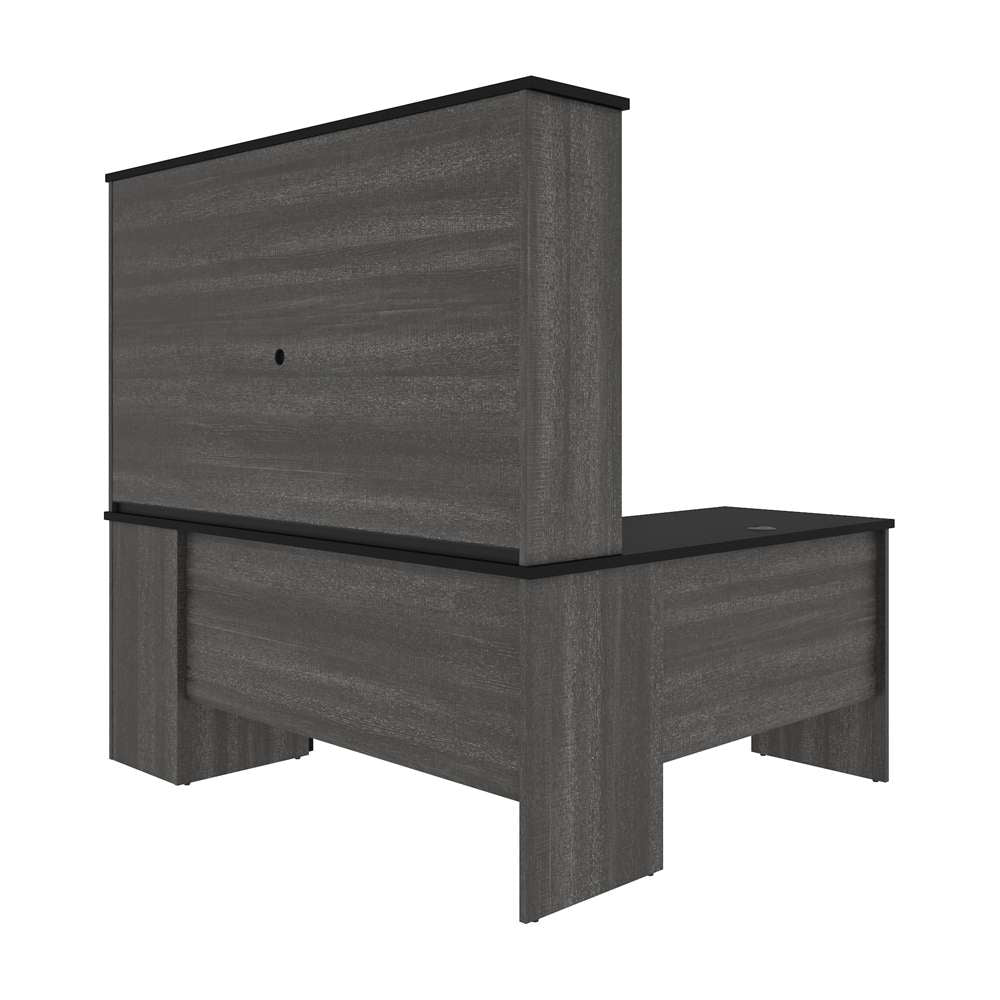 Bestar - Norma 71W L-Shaped Desk with Hutch in Black & Bark Gray - 181850-000018 veiw 2