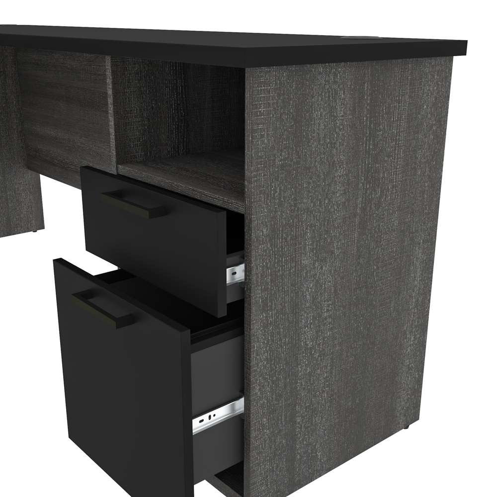 Bestar - Norma 71W L-Shaped Desk with Hutch in Black & Bark Gray - 181850-000018 veiw 9