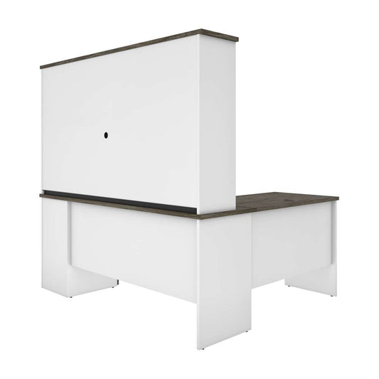 Bestar - Norma 71W L-Shaped Desk with Hutch in Walnut Grey & White - 181850-000035 veiw 2