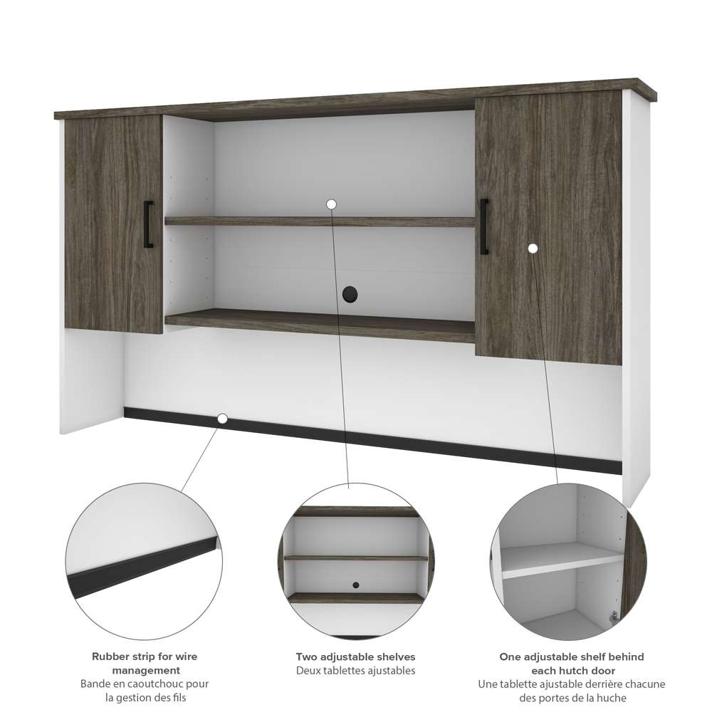 Bestar - Norma 71W L-Shaped Desk with Hutch in Walnut Grey & White - 181850-000035 veiw 7