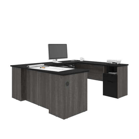 Bestar - Norma 71W U Or L-Shaped Desk in Black & Bark Gray - 181851-000018 veiw 1