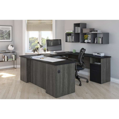 Bestar - Norma 71W U Or L-Shaped Desk in Black & Bark Gray - 181851-000018 veiw 4