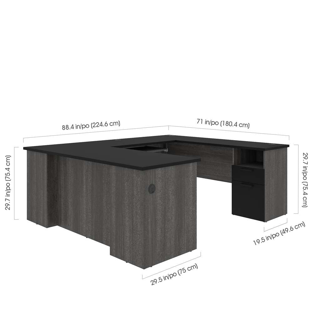 Bestar - Norma 71W U Or L-Shaped Desk in Black & Bark Gray - 181851-000018 veiw 5