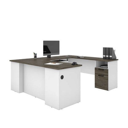 Bestar - Norma 71W U Or L-Shaped Desk in Walnut Grey & White - 181851-000035 veiw 1