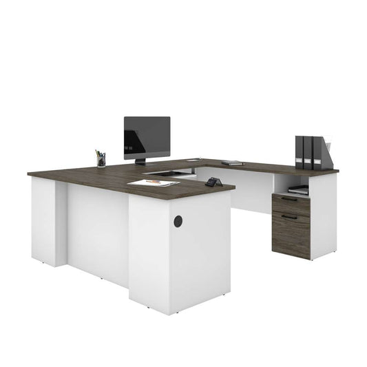 Bestar - Norma 71W U Or L-Shaped Desk in Walnut Grey & White - 181851-000035 veiw 1
