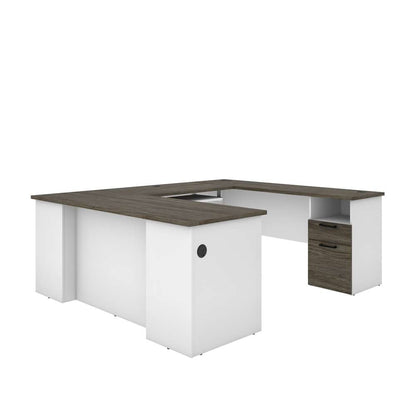 Bestar - Norma 71W U Or L-Shaped Desk in Walnut Grey & White - 181851-000035 veiw 2