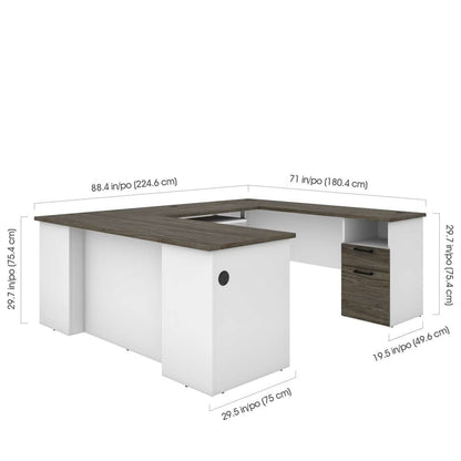 Bestar - Norma 71W U Or L-Shaped Desk in Walnut Grey & White - 181851-000035 veiw 5