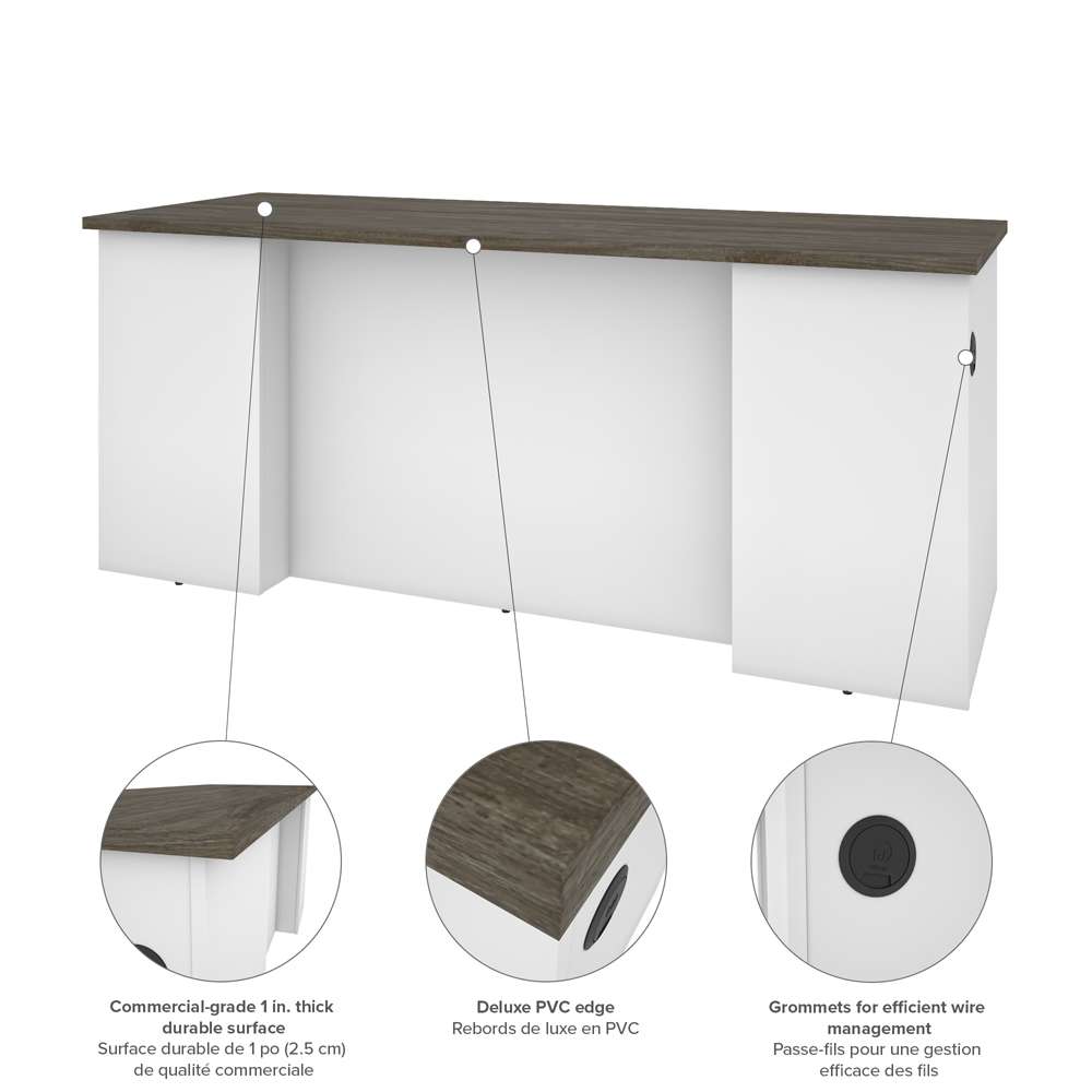 Bestar - Norma 71W U Or L-Shaped Desk in Walnut Grey & White - 181851-000035 veiw 7