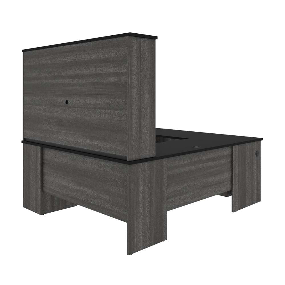 Bestar - Norma 71W U Or L-Shaped Executive Desk with Hutch in Black & Bark Gray - 181852-000018 veiw 3