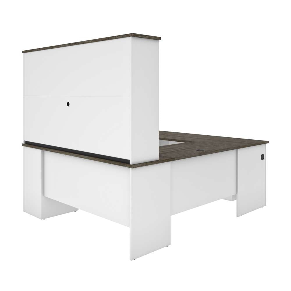 Bestar - Norma 71W U Or L-Shaped Executive Desk with Hutch in Walnut Grey & White - 181852-000035 veiw 3