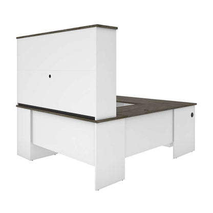 Bestar - Norma 71W U Or L-Shaped Executive Desk with Hutch in Walnut Grey & White - 181852-000035 veiw 3