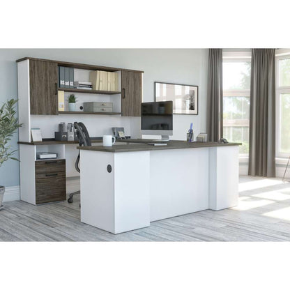 Bestar - Norma 71W U Or L-Shaped Executive Desk with Hutch in Walnut Grey & White - 181852-000035 veiw 4