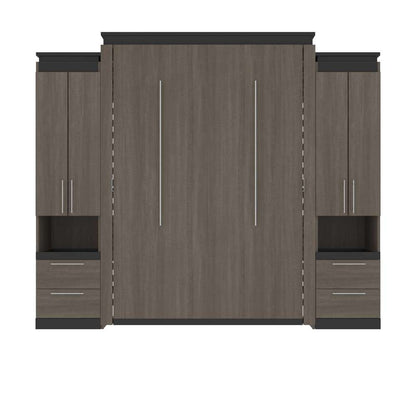 Bestar - Orion 104W Queen Murphy Bed and 2 Storage Cabinets with Pull-Out Shelves (105W) in Bark Gray & Graphite - 116889-000047 veiw 2