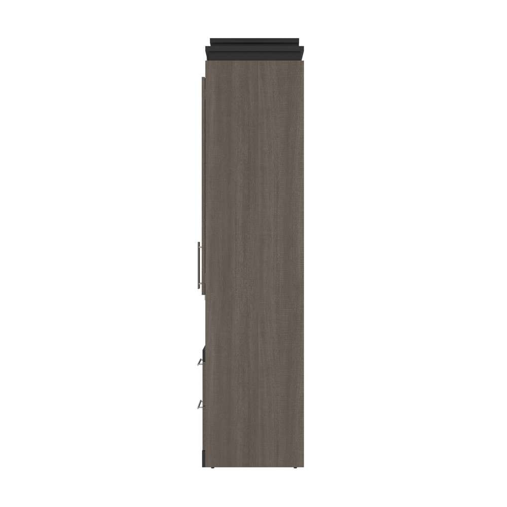 Bestar - Orion 104W Queen Murphy Bed and 2 Storage Cabinets with Pull-Out Shelves (105W) in Bark Gray & Graphite - 116889-000047 veiw 3
