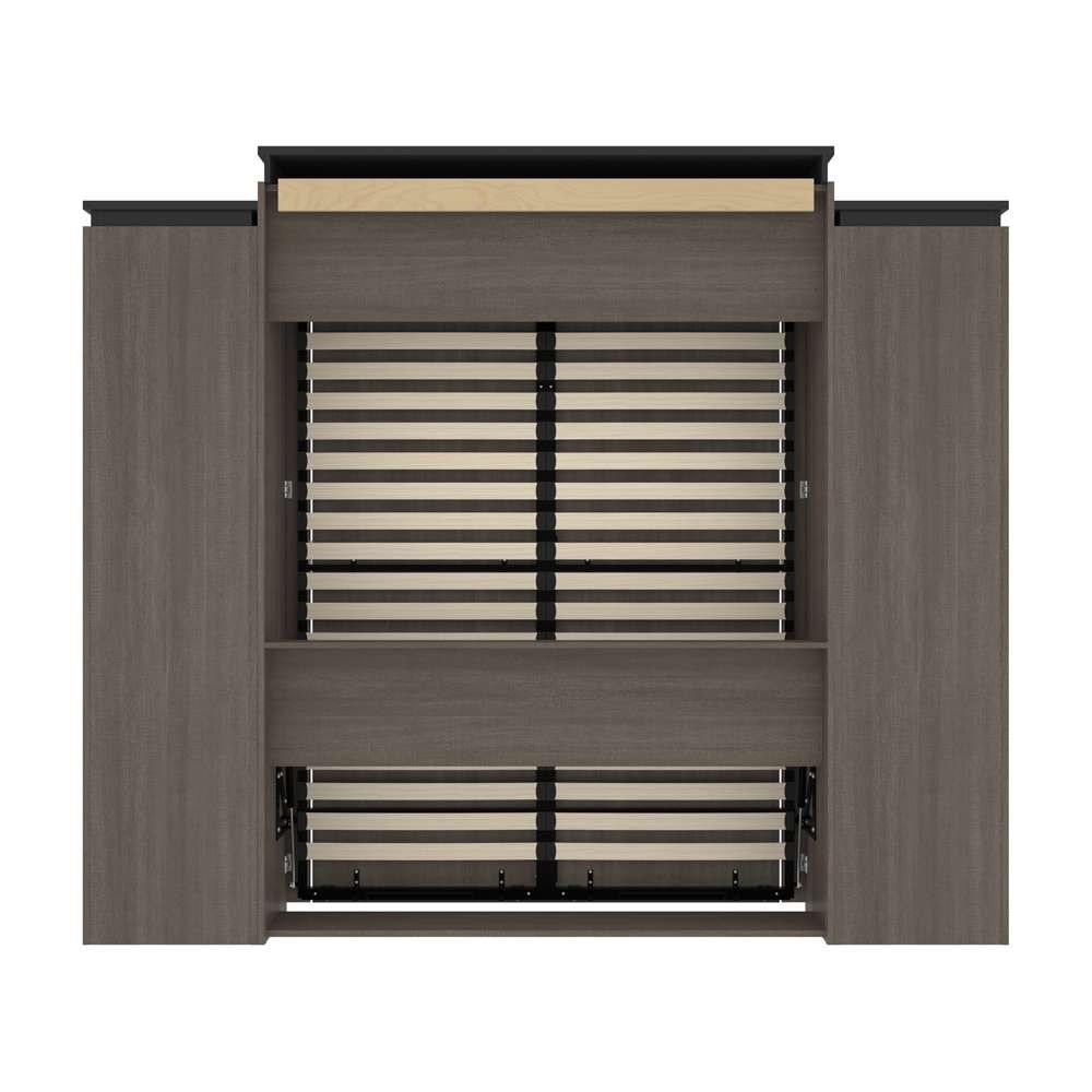 Bestar - Orion 104W Queen Murphy Bed and 2 Storage Cabinets with Pull-Out Shelves (105W) in Bark Gray & Graphite - 116889-000047 veiw 4