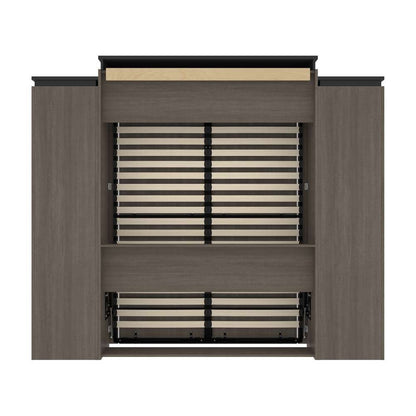 Bestar - Orion 104W Queen Murphy Bed and 2 Storage Cabinets with Pull-Out Shelves (105W) in Bark Gray & Graphite - 116889-000047 veiw 4