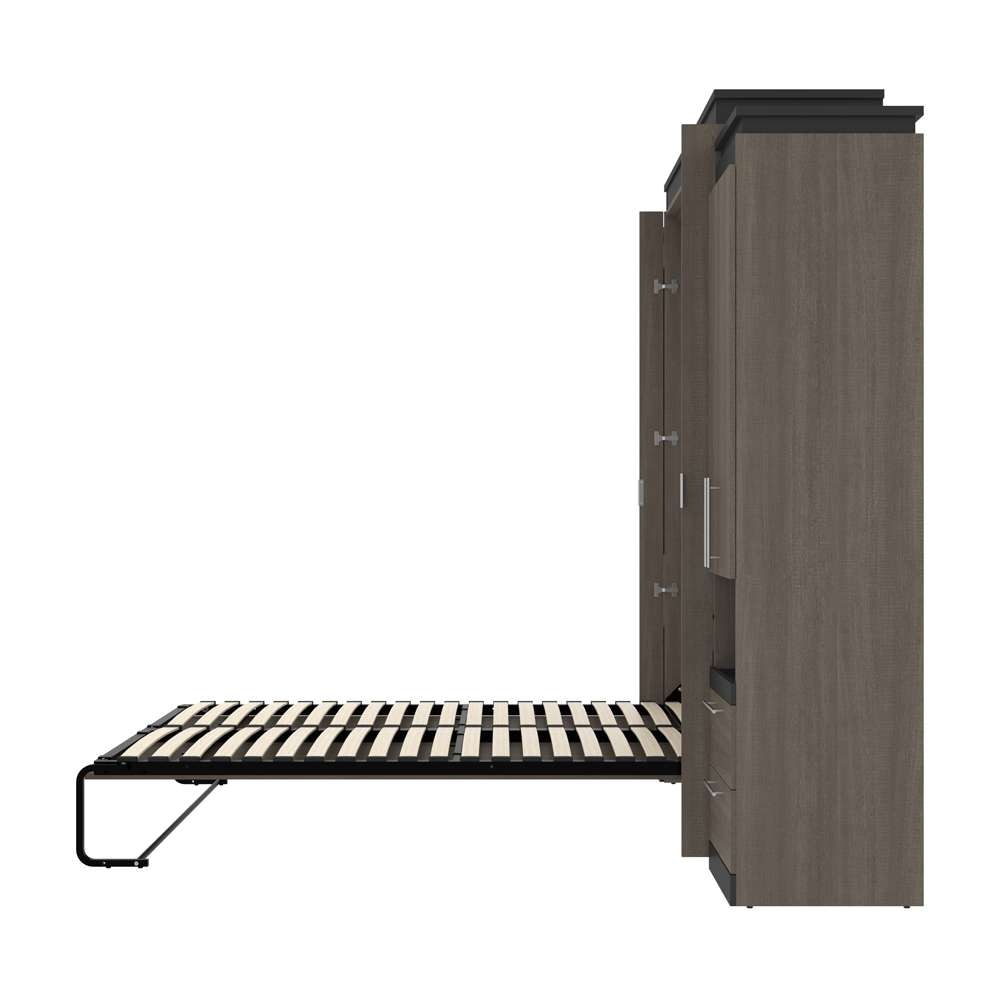 Bestar - Orion 104W Queen Murphy Bed and 2 Storage Cabinets with Pull-Out Shelves (105W) in Bark Gray & Graphite - 116889-000047 veiw 9