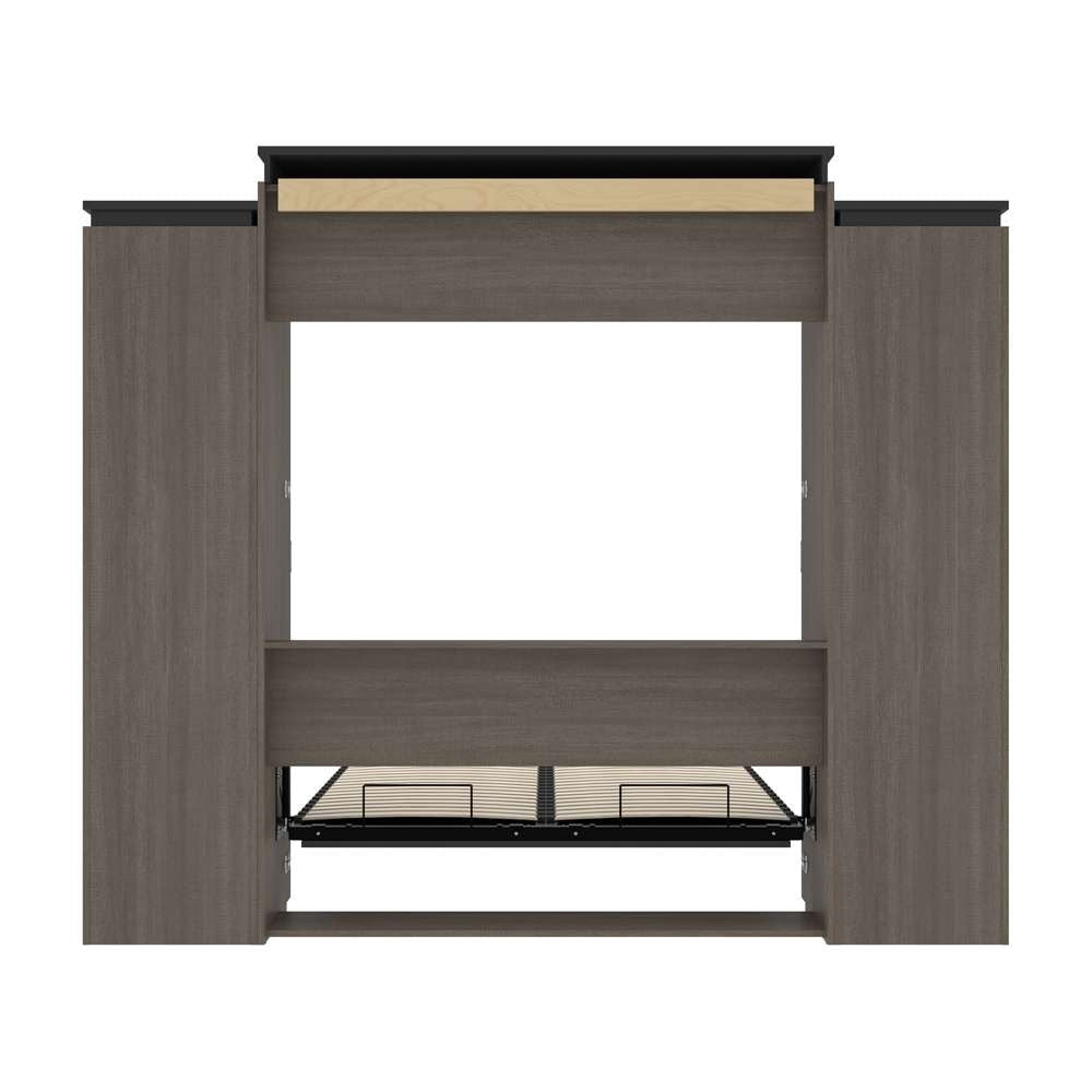 Bestar - Orion 104W Queen Murphy Bed and 2 Storage Cabinets with Pull-Out Shelves (105W) in Bark Gray & Graphite - 116889-000047 veiw 10