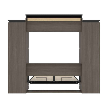 Bestar - Orion 104W Queen Murphy Bed and 2 Storage Cabinets with Pull-Out Shelves (105W) in Bark Gray & Graphite - 116889-000047 veiw 10
