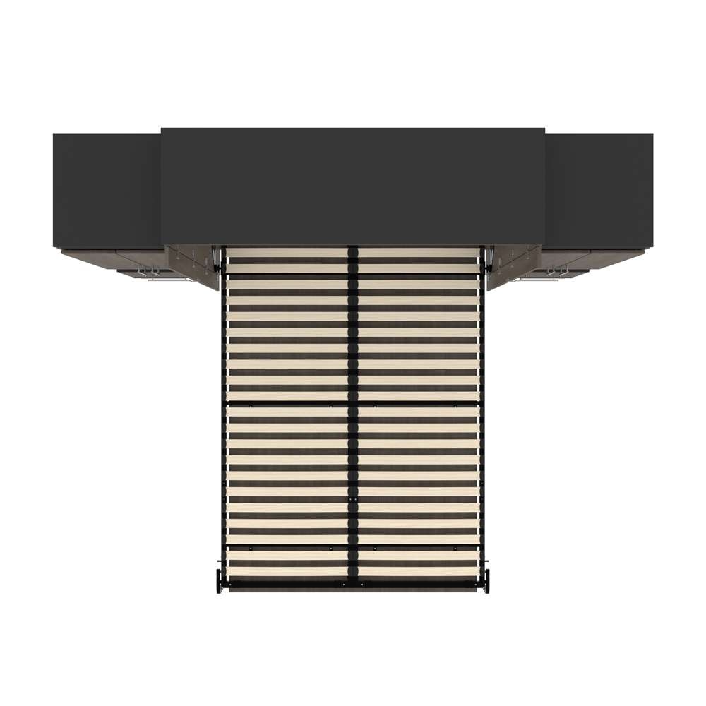 Bestar - Orion 104W Queen Murphy Bed and 2 Storage Cabinets with Pull-Out Shelves (105W) in Bark Gray & Graphite - 116889-000047 veiw 11