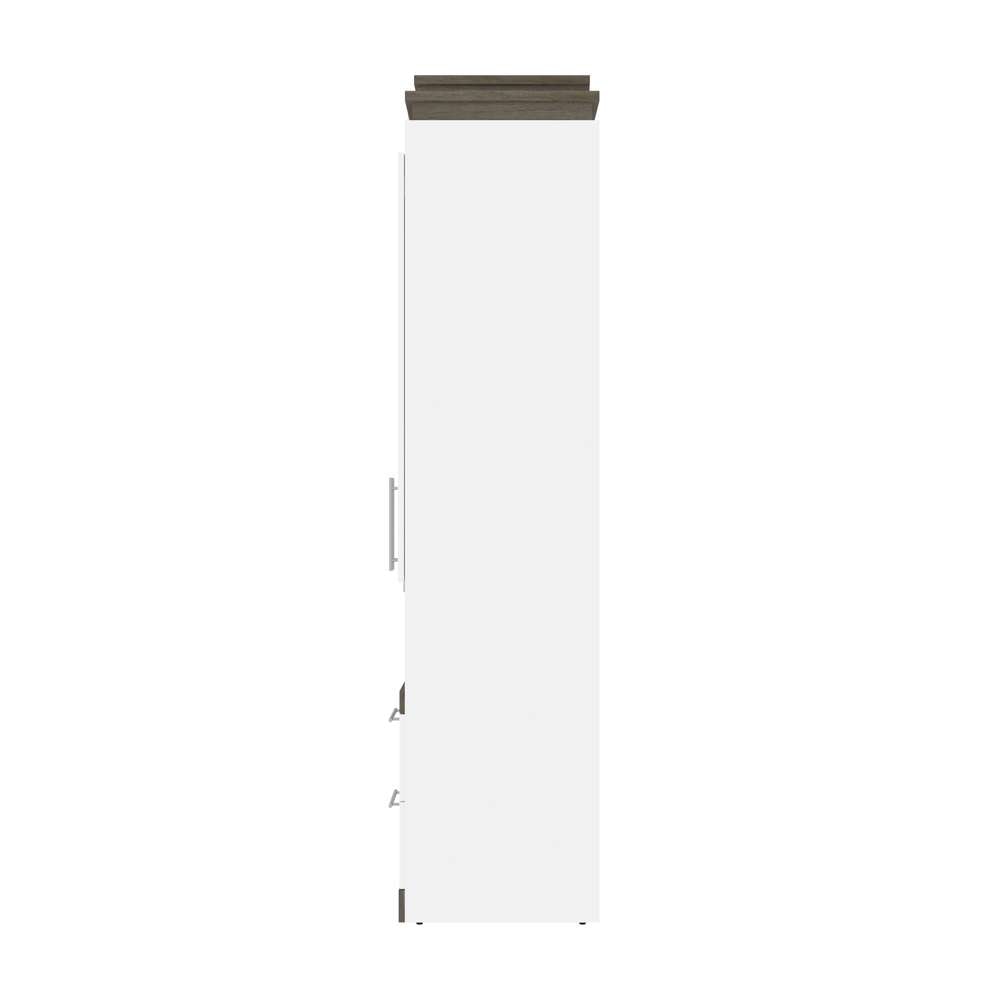 Bestar - Orion 104W Queen Murphy Bed and 2 Storage Cabinets with Pull-Out Shelves (105W) in White & Walnut Grey - 116889-000017 veiw 3