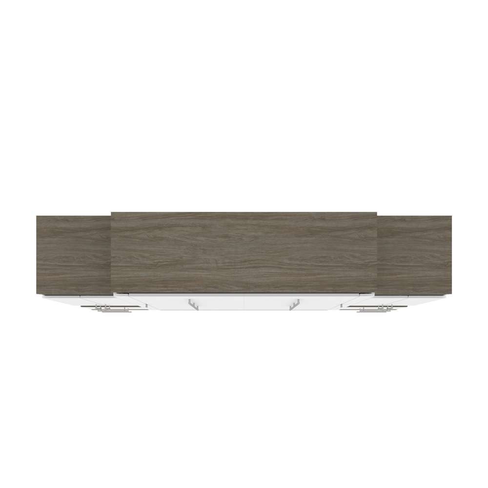 Bestar - Orion 104W Queen Murphy Bed and 2 Storage Cabinets with Pull-Out Shelves (105W) in White & Walnut Grey - 116889-000017 veiw 5