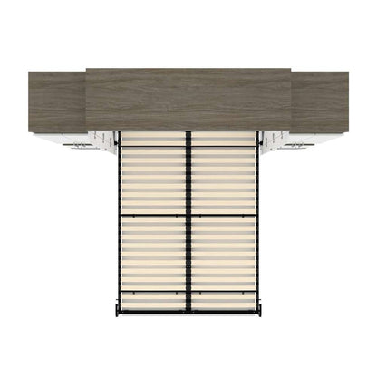 Bestar - Orion 104W Queen Murphy Bed and 2 Storage Cabinets with Pull-Out Shelves (105W) in White & Walnut Grey - 116889-000017 veiw 11