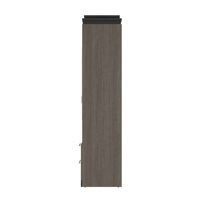 Bestar - Orion 104W Queen Murphy Bed and 2 Narrow Shelving Units with Drawers (105W) in Bark Gray & Graphite - 116885-000047 veiw 3