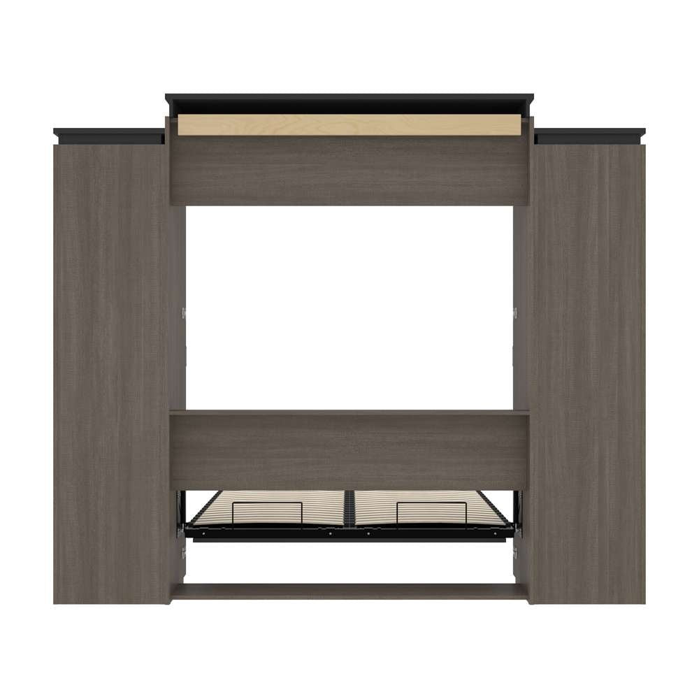Bestar - Orion 104W Queen Murphy Bed and 2 Narrow Shelving Units with Drawers (105W) in Bark Gray & Graphite - 116885-000047 veiw 10