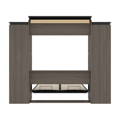 Bestar - Orion 104W Queen Murphy Bed and 2 Narrow Shelving Units with Drawers (105W) in Bark Gray & Graphite - 116885-000047 veiw 10