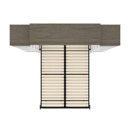 Bestar - Orion 104W Queen Murphy Bed and 2 Narrow Shelving Units with Drawers (105W) in White & Walnut Grey - 116885-000017 veiw 11