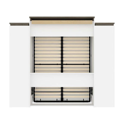 Bestar - Orion 104W Queen Murphy Bed and Narrow Storage Solutions with Drawers (105W) in White & Walnut Grey - 116872-000017 veiw 4