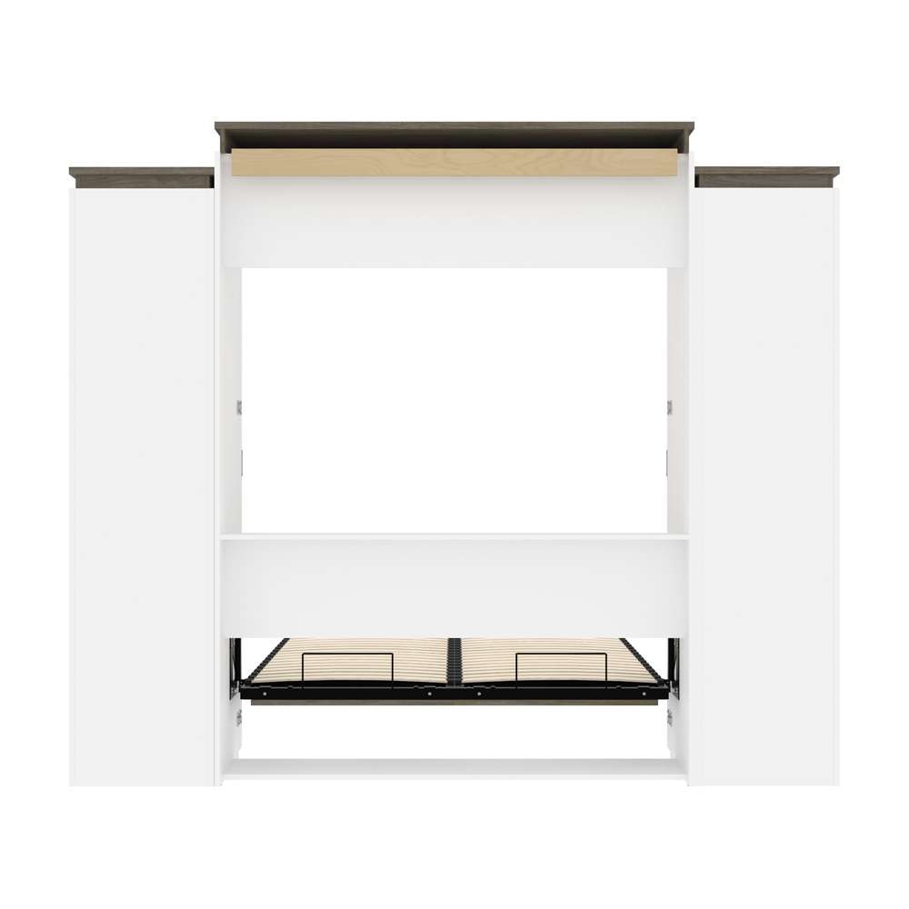 Bestar - Orion 104W Queen Murphy Bed and Narrow Storage Solutions with Drawers (105W) in White & Walnut Grey - 116872-000017 veiw 10