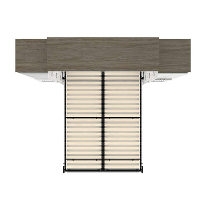 Bestar - Orion 104W Queen Murphy Bed and Narrow Storage Solutions with Drawers (105W) in White & Walnut Grey - 116872-000017 veiw 11